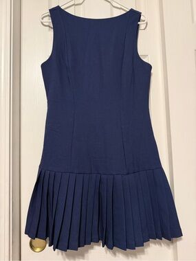Hello Molly Navy Pleated Hem Sleeveless Mini Dress